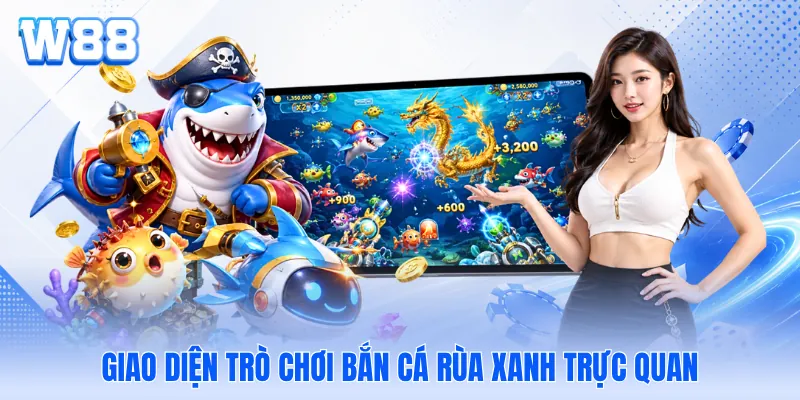 Giao diện trò chơi bắn cá rùa xanh trực quan